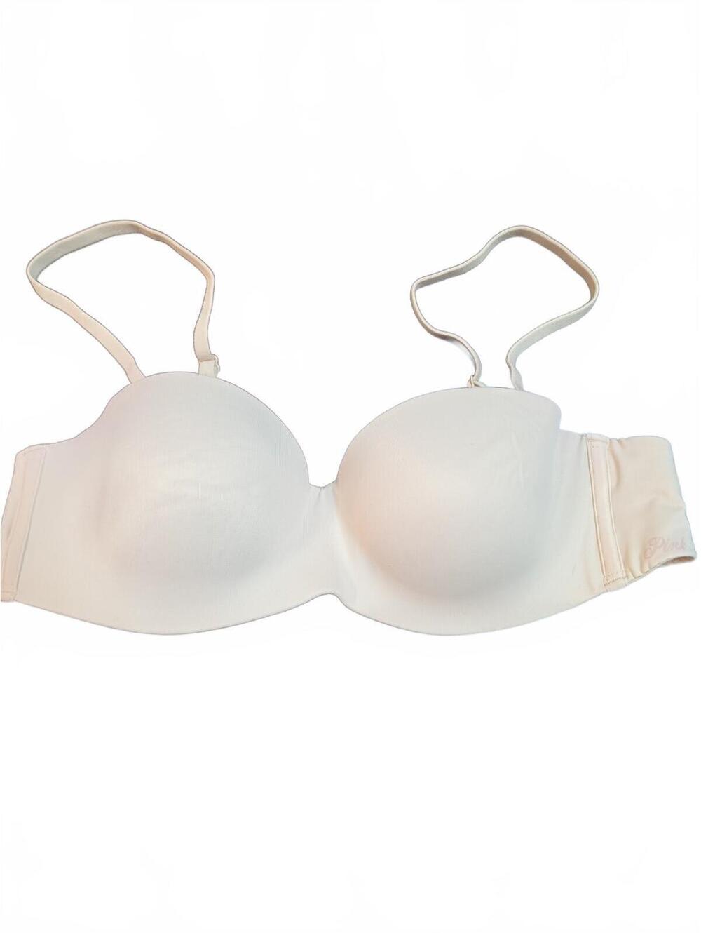 Victoria's Secret Pink Women's Beige Strapless Push Up Bra 36B Removable Straps